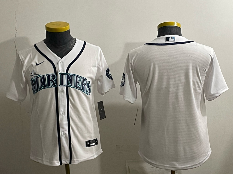 youth 2026 Seattle Mariners blank white Nike MLB Jersey 001->youth mlb jersey->Youth Jersey